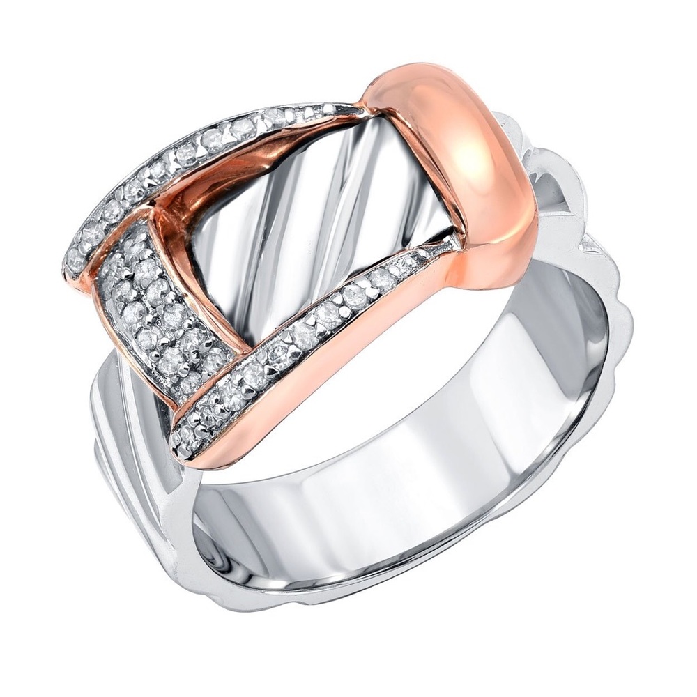 Buckle Diamond Silver Ring